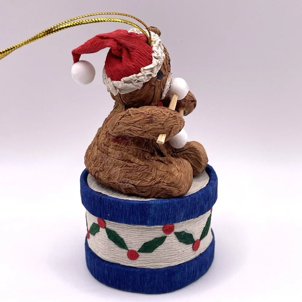 Vintage‎ Crepe Paper Mache Teddy Bear Drummer 3.5